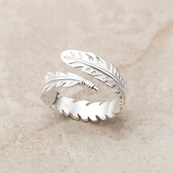 Sterling Silver Adjustable Feather Ring, 3 of 6