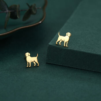Sterling Silver Labrador / Retriever Puppy Dog Stud Earrings, 4 of 12