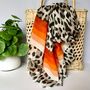 Leopard Print Scarf With Orange Stripes, thumbnail 1 of 3