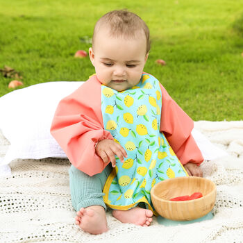 Baby Weaning Bib Coverall In Lemon, 2 of 8