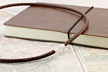 Mens Braided Leather Necklace Sterling Silver Twist Clasp, 5 of 9
