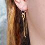 Diamond Geometric Gold Stud Hoop Chain Earrings, thumbnail 1 of 4