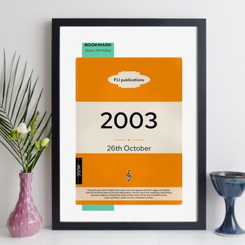 Personalised 21st Birthday Print 2003 Book Cover Gift, 3 of 12