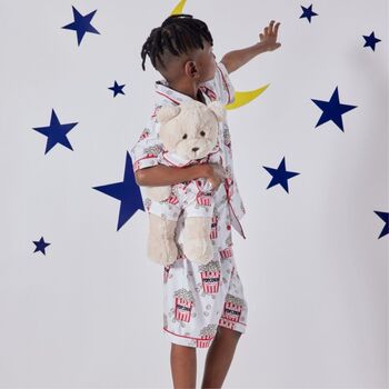 The Pop Corn Boys Pyjama Set With Matching Teddy Bear, 2 of 3