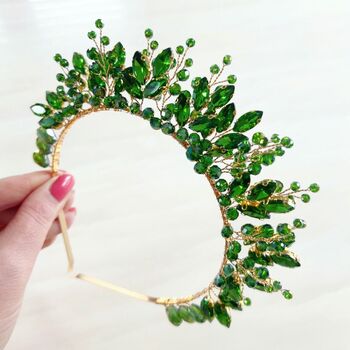 Green Crystal Bridal Crown, 4 of 5