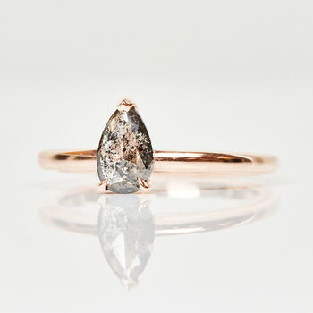 0.94ct Pear Shape Salt And Pepper Diamond Ring, 2 of 2