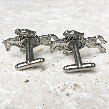 Race Horse Cufflinks Antiqued Pewter, 2 of 2