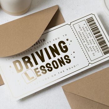 Gold Foil Driving Lessons Birthday Voucher, 4 of 9