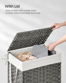 Handwoven Clothes Laundry Hamper Storage Basket, 3 of 7