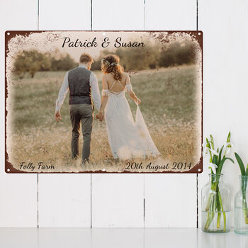Personalised Family Photo Vintage Metal Sign, 4 of 10