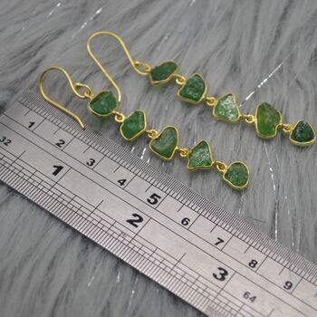 Green Tsavorite Garnet Gold Earrings: Long Earrings, 5 of 5