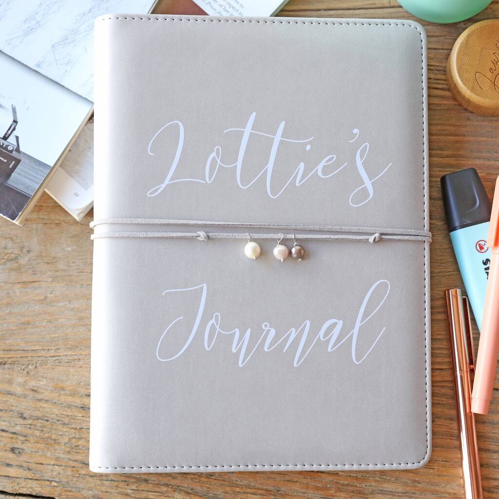 Personalised Pearls Vegan Leather Refillable Notebook By Lisa Angel