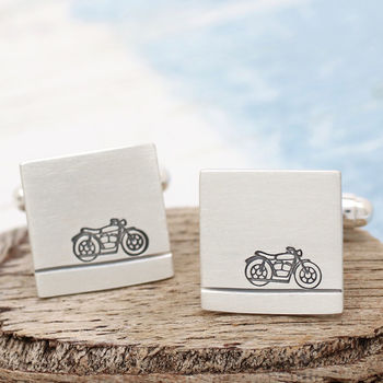 Personalised Motorbike Cufflinks. Gift For Dad, 3 of 11
