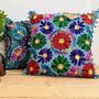 Hand Embroidered Flower Cushion Cover, thumbnail 1 of 10