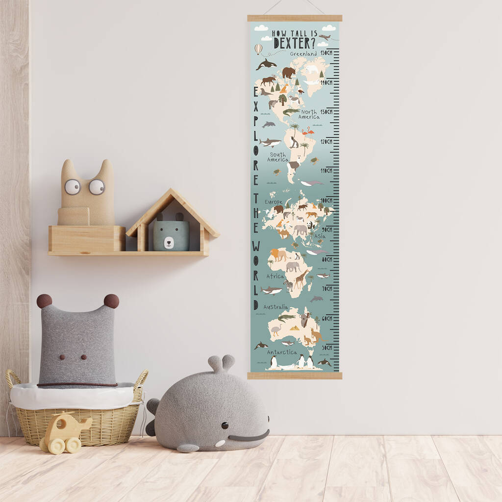 Personalised Animal World Map Height Chart, 1 of 6