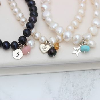 Pearl Bracelet Personalised With Birthstone And Initial, 8 of 10