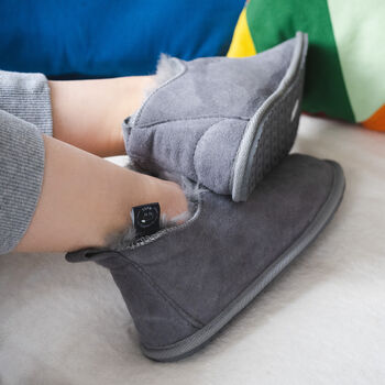 Natural Sheepskin Slippers Hard Sole In Grey, 2 of 4