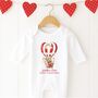 Personalised My First Valentine Teddy Hot Air Balloon Baby Onsie, thumbnail 2 of 2
