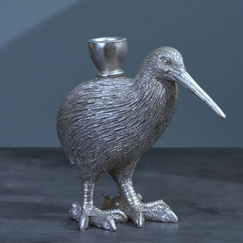 G Decor Brass Kiwi Bird Gold And Silver Candle Holders, 3 of 5