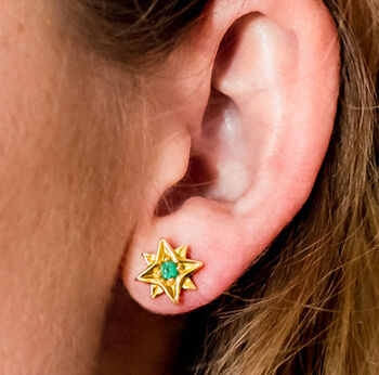 Guiding North Star Garnet Studs Gold Plated, 3 of 9
