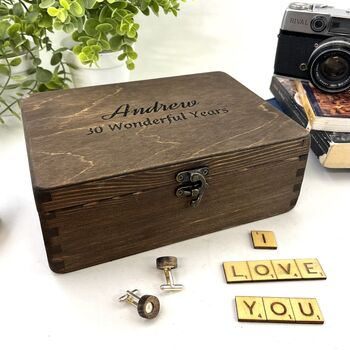 Carved Personalised Wooden Anniversary Box, 6 of 11