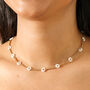 Gold Stainless Steel White Daisy Beaded Necklace, thumbnail 1 of 4