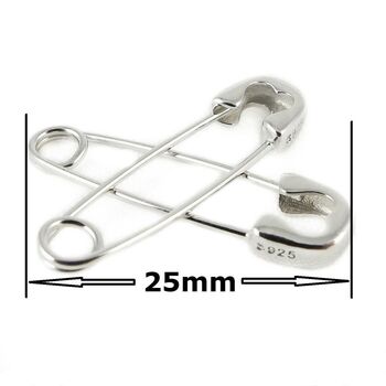 One Pair Of 925 Sterling Silver Safety Pin Earrings, 4 of 5