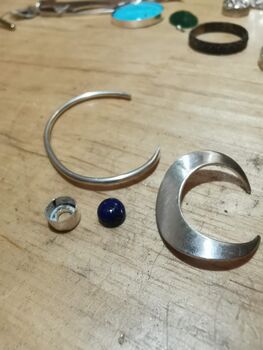 Sterling Silver Moon And Night Sky Adjustable Ring, 5 of 11