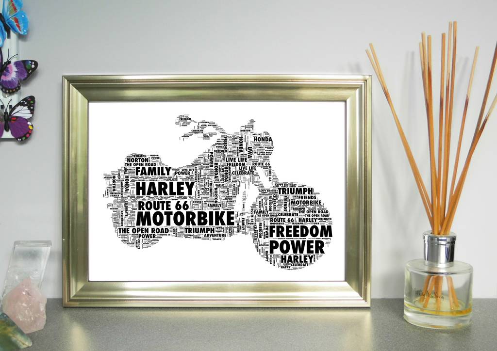 Personalised Motorbike/Racing Bike Word Art Print, 1 of 3