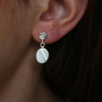 Mother Of Pearl And Coin Earring 9ct Gold Or Silver, 2 of 3