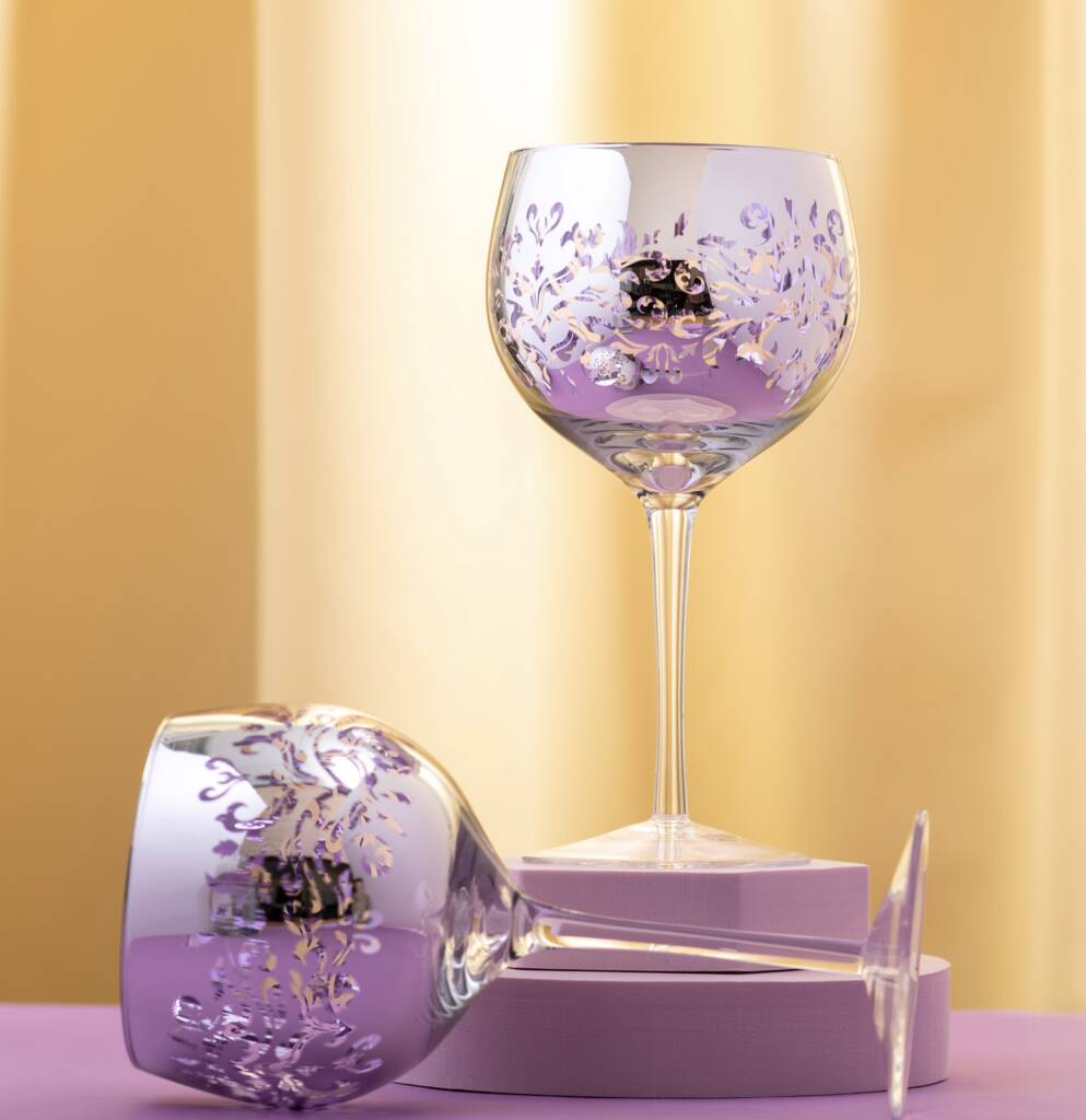 Electroplated Lilac Filigree Gin Glass, 1 of 3