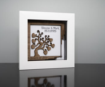 Personalised 5th Wood Anniversary Gift • Wooden Tree Keepsake Small Frame, 2 of 4