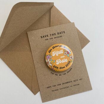 Retro Floral Save The Date Magnet, 3 of 7