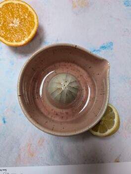 Handmade Ceramic Lemon Squeezer Pink Speckles, 5 of 6