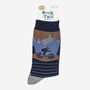 Striped Mountain Biking Bamboo Socks Men's Navy Blue, thumbnail 2 of 4