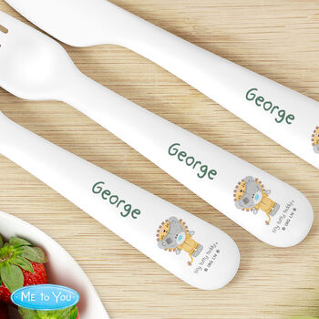 Personalised Baby Jungle Plastic Cutlery Set, 2 of 2
