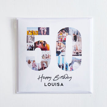 Personalised 50th Birthday Photo Collage Card, 5 of 7