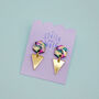 Hand Painted Abstract Geometric Earrings, thumbnail 3 of 5