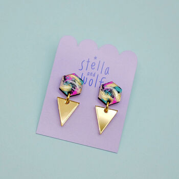 Hand Painted Abstract Geometric Earrings, 3 of 5