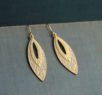 Victorian Brocade Gold Drop Earrings, 2 of 7