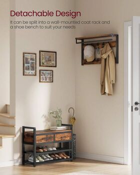 Hall Tree With Bench, Coat Rack And Shoe Storage, 3 of 7