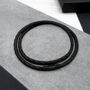 Men's Infinity Double Strand Woven Slim Leather Black Clasp Bracelet, thumbnail 1 of 3