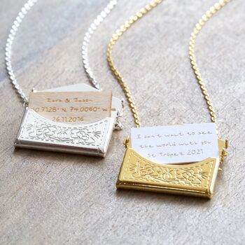 Personalised Envelope Locket Necklace With Hidden Charm, 3 of 10