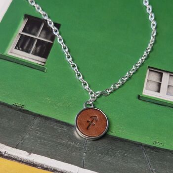 Handmade Personalised Leather And Silver Zodiac Charm Necklace, 6 of 7