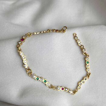 Disco Dots Diamond Emerald And Sapphire Tennis Bracelet, 4 of 8