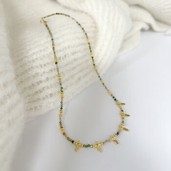 Multi Tourmaline Hammered Drop Necklace, 6 of 7