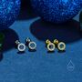 Tiny Open Circle Cz Barbell Earrings Sterling Silver, thumbnail 9 of 11