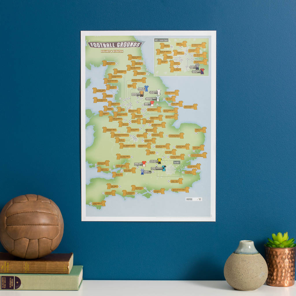 Personalised Scratch Off 92 Football Grounds Print, 1 of 9