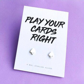 Ace Of Spades Silver Earrings With Choice Of Message Card, 6 of 6