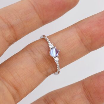Sterling Silver Simulated Moonstone Cz Ring, 5 of 11